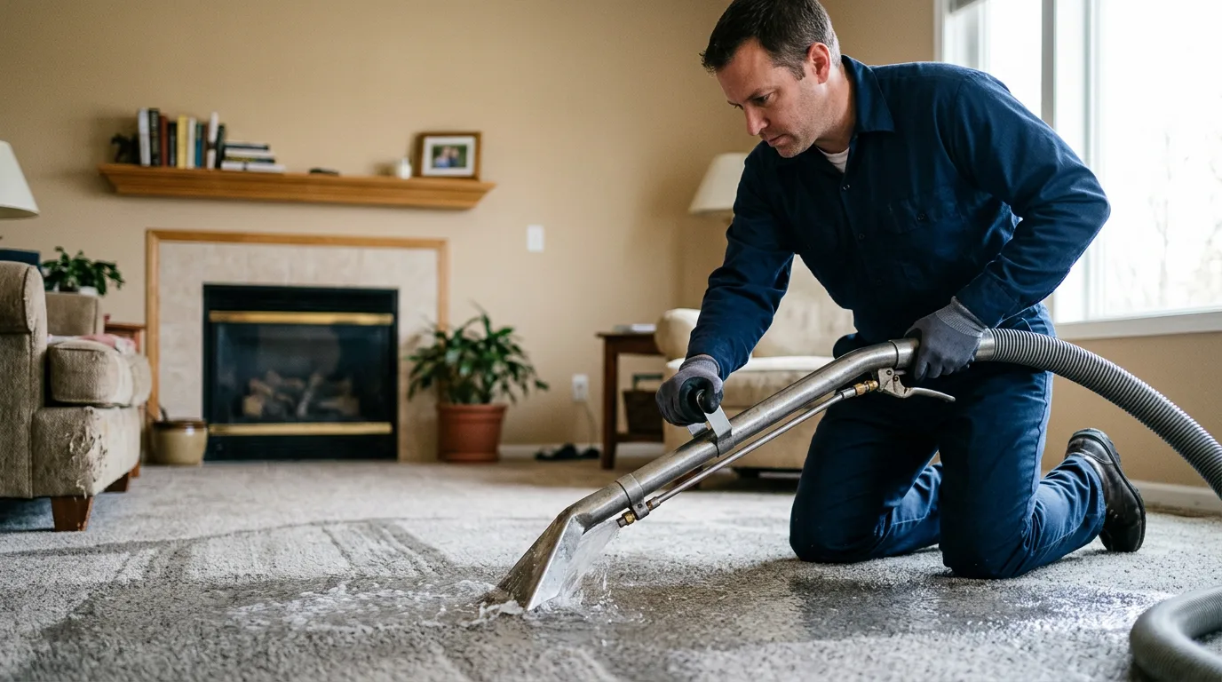 Water damage restoration technician working near Richmond Dale, OH